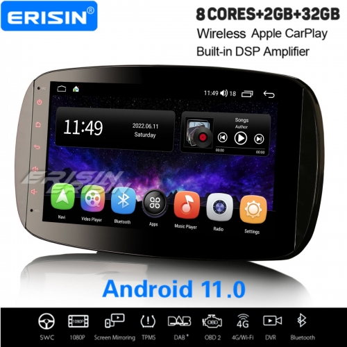 9" 8-Cœur 2Go+32Go Android 11.0 Autoradio DAB+ GPS Navi Pour Mercedes-Benz SMART CarPlay&Android Auto WiFi 4G DSP OBD2 TPMS Bluetooth A2DP ES4199S