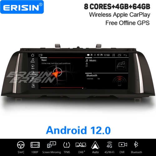 10.25" IPS 8-Cœur 64GB Android 12 Car Stereo For BMW 5er F10/F11 NBT Idrive Apple CarPlay DAB+ Satnav TPMS DVR Bluetooth WiFi ES3210N