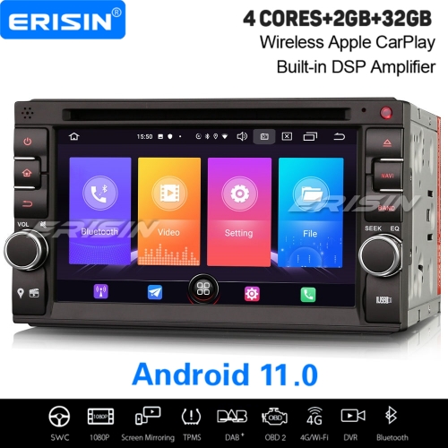 2Go+32Go Android 11.0 Universel Double 2DIN Autoradio DAB+ GPS Navi Pour Nissan CarPlay&Android Auto WiFi 4G DSP OBD2 TPMS TNT A2DP Bluetooth ES2736UN