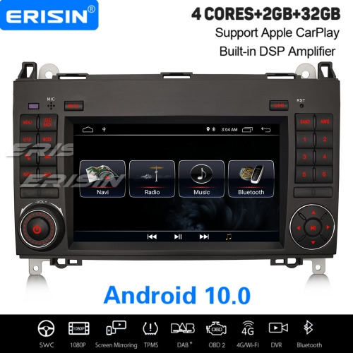 2Go+32Go Android 10 Autoradio DAB+ GPS Navi Pour VW Crafter Mercedes-Benz A/B Classe W169 Vito Viano Sprinter CarPlay WiFi DSP OBD2 Bluetooth ES3172B