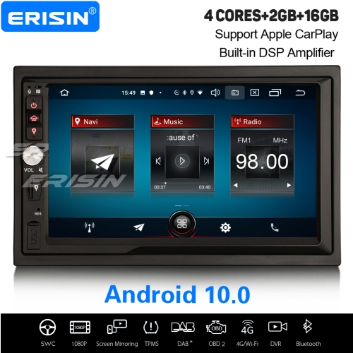 2GB+16GB Android 10.0 Universal Double 2DIN Car Stereo DAB+ Satnav For Nissan CarPlay&Android Auto WiFi 4G DSP OBD2 TPMS DVB-T A2DP Bluetooth ES2741U