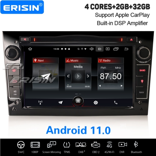 2GB+32GB Android 11 Car Stereo DAB+ Satnav For Opel Astra H Corsa D Combo Vectra Zafira CarPlay&Android Auto WiFi DSP OBD2 DVR Bluetooth ES2760PB
