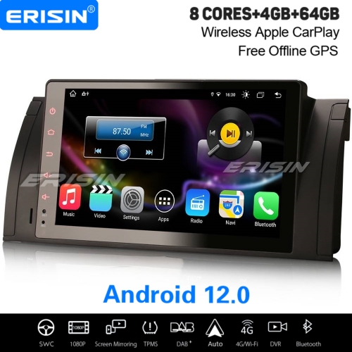 Autoradio Android 10, 8 cœurs, WIFI, 4G, SIM, BT, navigation GPS