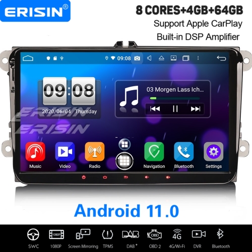 PX5 Android 11 Car Stereo For VW Seat Skoda Bora Golf Yeti EOS DAB+DSP 4G 9" Erisin ES8791V