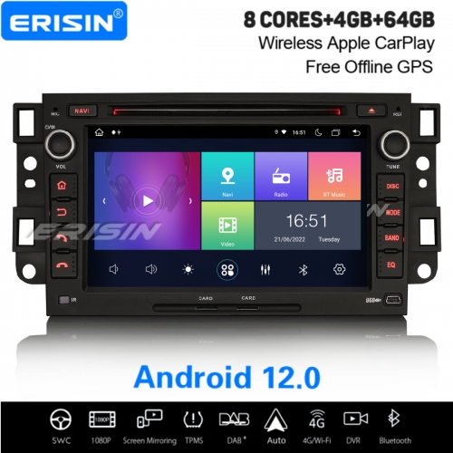 8-Cœur Android 12.0 IPS 4+64Go Autoradio pour Chevrolet Aveo/Epica/Captiva CarPlay&Android Auto WiFi 4G DVR OBD2 Bluetooth TPMS DAB+ Navi 8-UI ES8976C