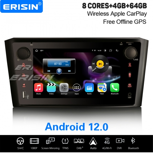 8-Core 4GB+64GB Android 12.0 Autoradio DAB+ Radio Satnav For Toyota Avensis T25 CarPlay&Android Auto WiFi OBD2 TPMS DVB-T DVR SD Bluetooth 5.0 ES8807A