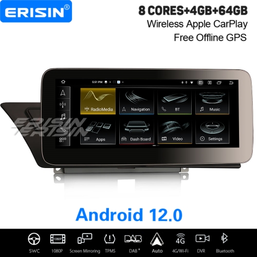 10,25” IPS 8-Cœur 4Go+64Go Android 12 Autoradio DAB+GPS Navigation pour Audi A4/A5/B8/S4/S5 Apple CarPlay&Android Auto WiFi USB Bluetooth 5.0 ES3874AL