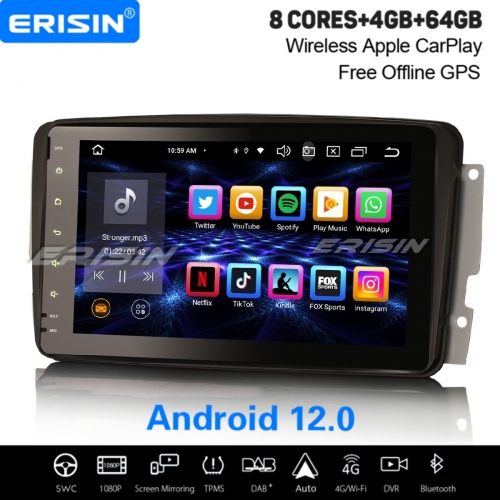 8" 8-Core 64GB Android 12 Car Stereo DAB+ Satnav For Mercedes BENZ C/G/CLK/A Class W203 C209 W463 Vito Viano CarPlay WiFi TPMS Bluetooth 5.0 ES8587C