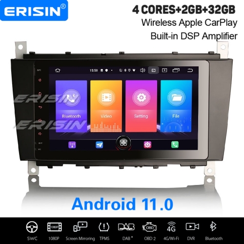 2Go+32Go Android 11 Autoradio DAB+ GPS Navi Pour Mercedes Benz C/CLC/G Classe W203 W463 CarPlay&Android Auto TPMS WiFi DSP OBD2 DVR Bluetooth ES2769CN