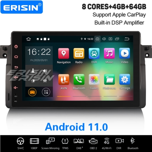 8 Core PX5 4+64G CarPlay Android 11.0 BMW E46 Autoradio 3er M3 Rover 75 MG ZT GPS DSP DAB+ TPMS DVR TNT 9" Erisin ES8103B