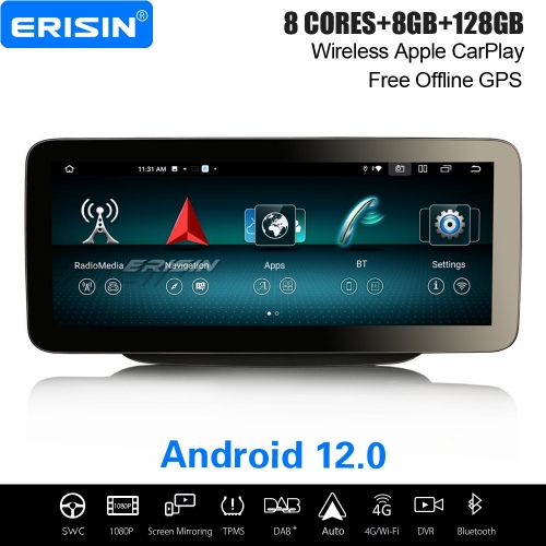 12,3" IPS 8-Core 8GB+128GB Android 12 Car Stereo DAB+ Satnav For Mercedes-Benz B-Class W246 2013-2015 CarPlay&Android Auto WiFi Bluetooth 5.0 ES46B45L