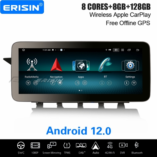 12.3" IPS 8-Core 8GB+128GB Android 12 Car Stereo Satnav for Mercedes-Benz GLK Class X204 2009-2012 CarPlay&Android Auto WiFi Bluetooth 5.0 ES46GK40L