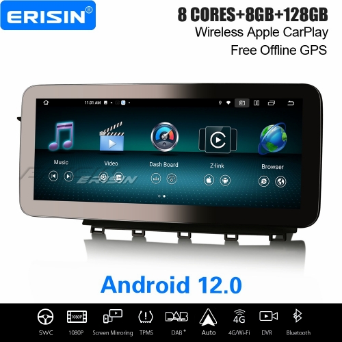 12.3" IPS 8-Core 8GB+128GB Android 12 Car Stereo GPS Navi for Mercedes-Benz GLK Class X204 2013-2015 CarPlay&Android Auto WiFi Bluetooth 5.0 ES46GK45L