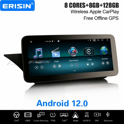 12.3" IPS 8-Core 8GB+128GB Android 12 Car Stereo Satnav for Mercedes-Benz E Class W212 S212 2013-2015 CarPlay&Android Auto WiFi Bluetooth 5.0 ES46E45L