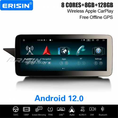12.3" IPS 8-Core 8GB+128GB Android 12 Car Stereo GPS For Mercedes-Benz E Class W212 S212 2009-2012 CarPlay&Android Auto WiFi Bluetooth 5.0 ES46E40L
