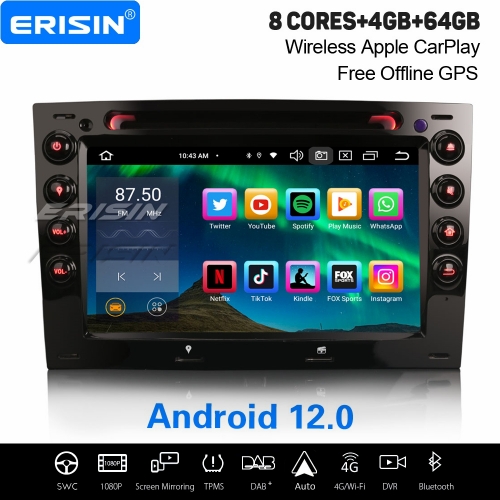 8-Cœurs 4Go+64Go Android 12 Autoradio DAB+ GPS Navi pour Renault Megane Ⅱ (2002-2008) CarPlay&Android Auto WiFi TPMS Bluetooth 5.0 TNT OBD2 ES8513M