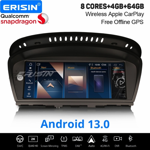 8,8" Qualcomm 8-Cœur 4Go+64Go Android 13 Autoradio Navi pour BMW 3/5/6er E90/91/92/93/60/61/63/64 CCC CarPlay&Android Auto WiFi Bluetooth 5.0 ES3360C