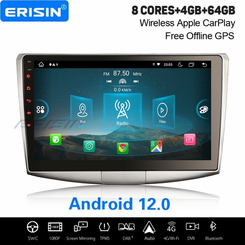 10.1 inch Android 12.0 IPS 64GB Car Stereo 8-UI CarPlay WiFi 4G OBD2 Canbus DAB+ Satnav For VW Passat B6 B7 CC ES8917P