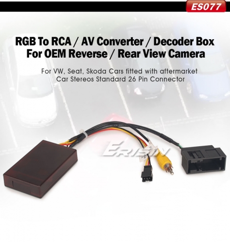 RGB To RCA/AV Adapter Converter Decoder Box For VW SEAT Skoda OEM Reverse Rear View Camera ES077