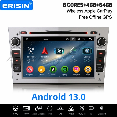 8-Cœur Android 13 Autoradio Navi pour Opel Astra H Antara Combo Corsa D Meriva Signum Vectra Zafira CarPlay 4Go+64Go WiFi Bluetooth DAB+ DSP ES6760PS