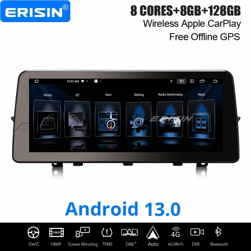 12,3" IPS 8-Cœurs 8Go+128Go Android 13 DAB+ Autoradio Navi pour BMW X1 E84 (2009-2015) CiC Apple CarPlay Android Auto WiFi Bluetooth 5.0 DSP ES4684I