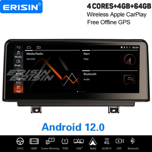 10.25" IPS 64GB Android 12.0 Car Stereo For BMW 1er F20 F21 2er F23 NBT Idrive CarPlay DAB+ Satnav TPMS DVR Bluetooth WiFi 4G ES3620B