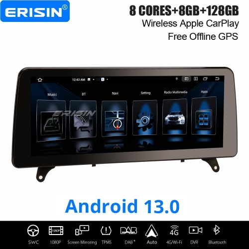 12.3" IPS 8-Core 8GB+128GB Android 13 DAB+ Car Stereo Satnav for BMW X5 E70 X6 E71 CCC Apple CarPlay Android Auto WiFi Bluetooth 5.0 DSP TPMS ES4670CL
