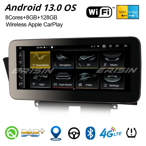 12,3” IPS 8-Cœur 8Go+128Go Android 13 Autoradio DAB+GPS Navigation pour Audi A4/A5/B8/S4/S5 Apple CarPlay&Android Auto WiFi USB Bluetooth 5.0 ES4674HL