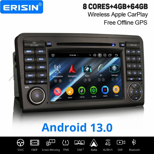 8-Core 64GB Android 13 DAB+ Car Stereo Navi for Mercedes-Benz ML/GL-Class W/X164 Apple CarPlay Android Auto WiFi 4G USB CD DVR Bluetooth 5.0 ES6783L