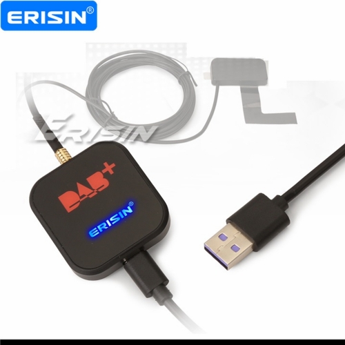 Erisin ES384 DAB+ Kit Antenne amplifiée Digital Radio MCX Adaptateur DAB Plus pour autoradio Android 8.0+