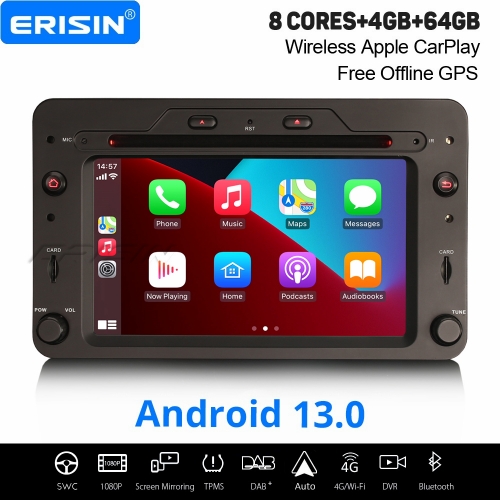 8-Cœurs Android 13 Autoradio 4Go+64Go Navi pour Alfa Romeo 159 Sportwagon Spider Brera Apple CarPlay Android Auto WiFi CANBus Bluetooth DAB+ ES8920R