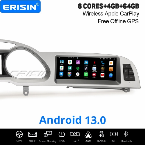 Erisin 8.8" IPS 8 Core 4GB+64GB Android 13.0 Car Stereo DAB+ GPS Radio for Audi A6 CarPlay Android Auto WiFi 4G USB Bluetooth 5.0 DSP DVR MMI ES3876AL