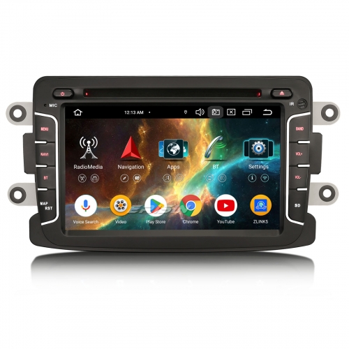 Erisin 8 Cœur 4Go+64Go Android 14 Autoradio Navi pour Dacia Sandero Duster Logan Dokker Lodgy CarPlay Android Auto CD WiFi USB DSP Bluetooth ES6729DN