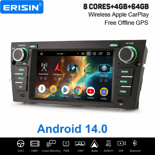 Erisin 8 Core 4GB+64GB Android 14 Car Stereo Navi for BMW 3er E90 E91 E92 E93 M3 Wireless CarPlay Android Auto WiFi 4G USB Bluetooth DSP DAB+ ES5767BN