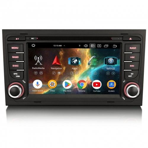 Erisin 8 Cœurs 4Go+64Go Android 13 Autoradio Navi pour AUDI A4 S4 RS4 SEAT EXEO Wireless CarPlay Android Auto WiFi USB DVD Bluetooth 5.0 DAB+ ES6774A