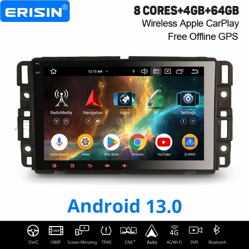 Erisin 8 Core 64GB Android 13.0 Car Stereo GPS Navi for Chevrolet HHR Buick GMC HUMMER CarPlay Android Auto WiFi 4G USB DSP Bluetooth 5.0 DAB+ ES5786C