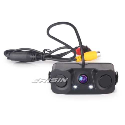 Erisin AHD 1080P-25FPS Caméra de recul avec 2 capteurs radar Étanche IP68 Vision nocturne LED Stationnement Inversion ES578