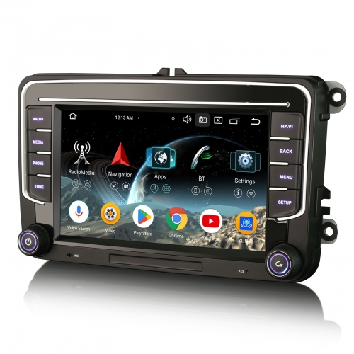 Erisin 8 Cœurs 4Go+64Go Android 14 Autoradio Navi pour VW Caddy Polo Amarok T6 Crafter Skoda Yeti CarPlay Android Auto WiFi USB DAB+Bluetooth ES5734V