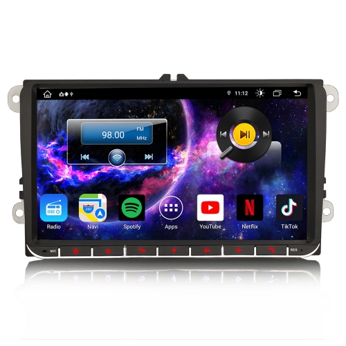 Erisin 9" Android 13 Autoradio 8-Cœurs 4Go+64Go Navi pour VW Golf 5/6 Passat B6 Tiguan T5 Skoda SEAT CarPlay Android Auto WiFi Bluetooth USB ES8891V