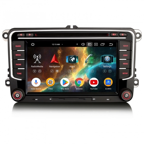 Erisin 8-Cœurs 4Go+64Go Android 14.0 Autoradio Navi pour VW Caddy Golf 5/6 Jetta Passat Tiguan SEAT SKODA CarPlay WiFi Bluetooth DAB+ USB CD ES6735VN