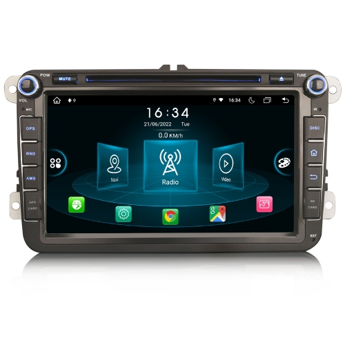Erisin 8" Android 14 4Go+64Go Autoradio DAB+ Navigateur pour VW Jetta Golf 5/6 Passat B6 Tiguan Polo Touran Skoda SEAT Bluetooth CarPlay WiFi ES8915V
