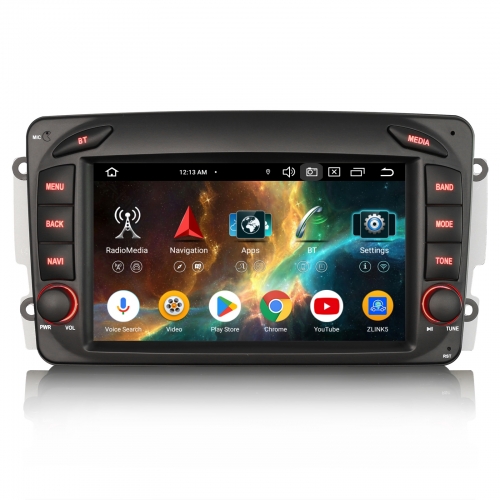 Erisin 8 Cœurs 64Go Android 14 Autoradio GPS Navigateur pour Mercedes Classe C/CLK/A/G W209 W463 CarPlay Android Auto WiFi USB Bluetooth DAB+ ES5563C