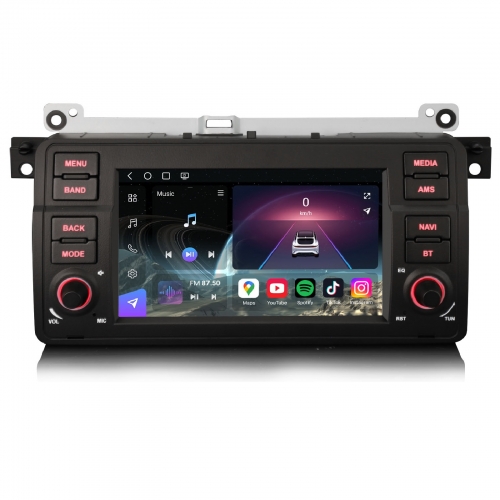 Erisin Qualcomm 8 Cœur 8Go+128Go Android 14 DAB+ Autoradio Navi pour BMW 3 Série E46 Rover75 MG ZT CarPlay Android Auto WiFi 4G USB Bluetooth ES9046B