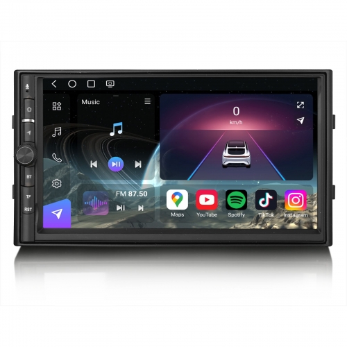 Erisin Qualcomm 8 Cœurs 8Go+128Go Android 14 DAB+ Autoradio Navi 2Din Stéréo pour Nissan sans Fil CarPlay Android Auto Bluetooth WiFi 4G USB ES9036U