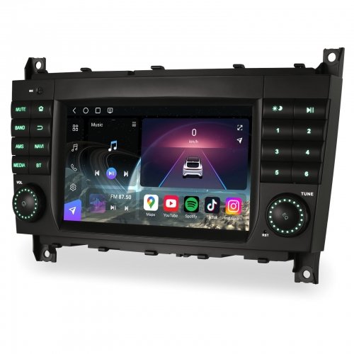 Erisin Qualcomm 8 Cœurs 8Go+128Go Android 14 DAB+ Autoradio Navi pour Mercedes BENZ Classe C/G/CLC W203 W463 CarPlay Android Auto WiFi 4G USB ES9069C