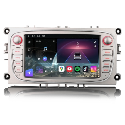 Erisin Qualcomm 8 Cœurs 8Go+128Go Android 14 DAB+ Autoradio Navi pour FORD Mondeo Focus S-Max C-Max Galaxy CarPlay Android Auto WiFi 4G USB ES9068FS