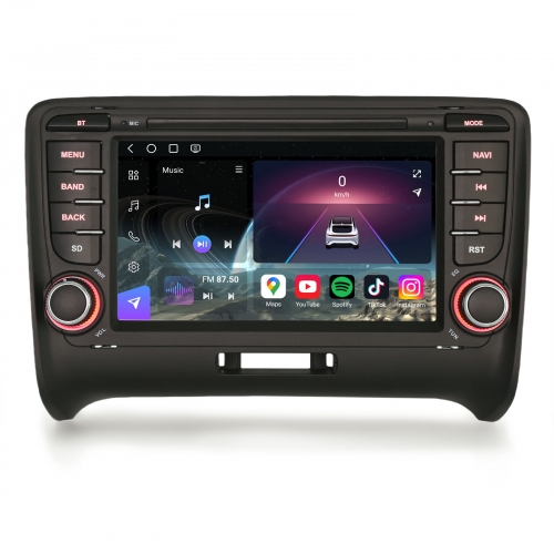 Erisin Qualcomm 8 Cœurs 8Go+128Go Android 14 DAB+ Autoradio Navi pour AUDI TT MK2 sans Fil CarPlay Android Auto WiFi 4G USB Bluetooth 5.1 DSP ES9077T
