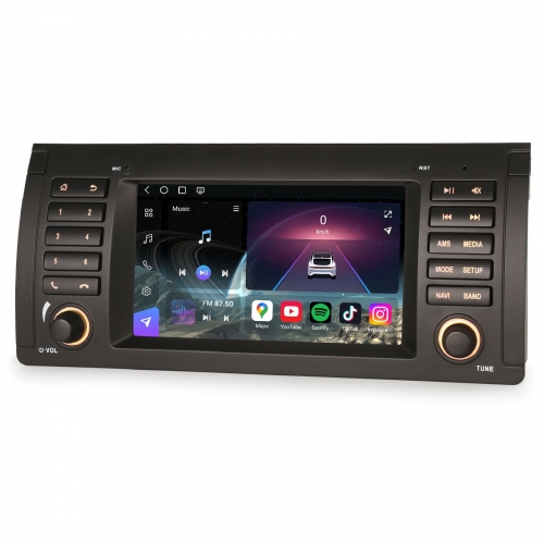 Erisin Qualcomm 8 Cœurs 8Go+128Go Android 14 DAB+ Autoradio Navigateur pour BMW X5 E53 CarPlay Android Auto WiFi 4G USB Bluetooth 5.1 DSP RDS ES9053B