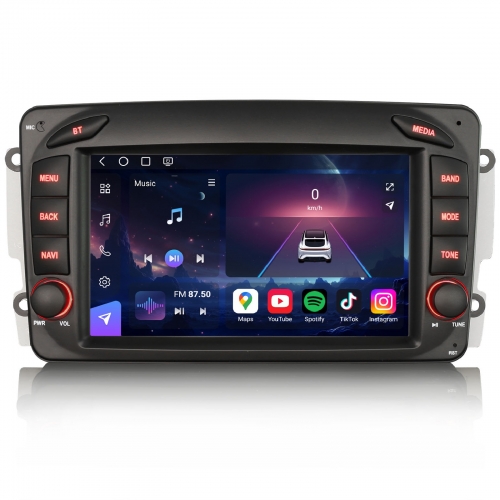Erisin Qualcomm 8 Cœurs 8Go+128Go Android 14 DAB+ Autoradio Navi pour Mercedes BENZ Classe C/CLK/G/A W203 W463 Vito Viano CarPlay WiFi 4G USB ES9063C