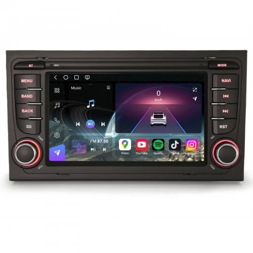 Erisin Qualcomm 8 Cœurs 8Go+128Go Android 14 DAB+ Autoradio Navi pour AUDI A4 S4 RS4 SEAT EXEO CarPlay Android Auto WiFi 4G USB Bluetooth DSP ES9074A
